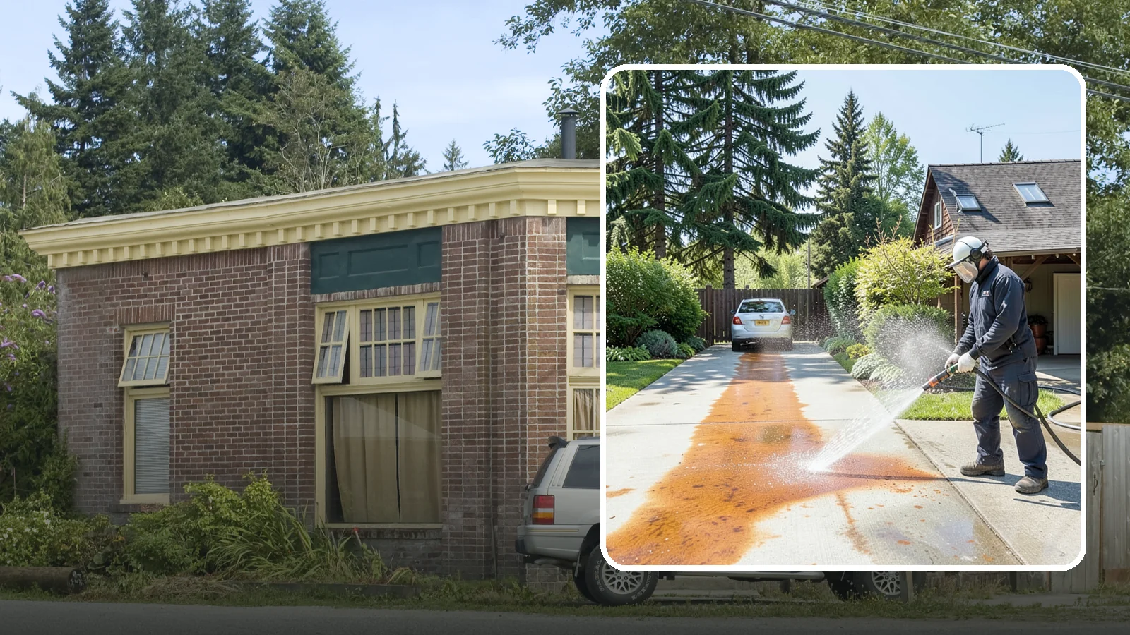 Driveway Rust Stain Removal in Hamilton, Skagit County, WA - Specialized rust stain removal that clears orange staining from irrigation, fertilizer, and metal on driveways.
