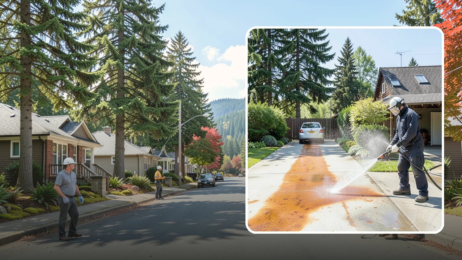 Driveway Rust Stain Removal in Hunts Point, King County, WA - Specialized rust stain removal that clears orange staining from irrigation, fertilizer, and metal on driveways.