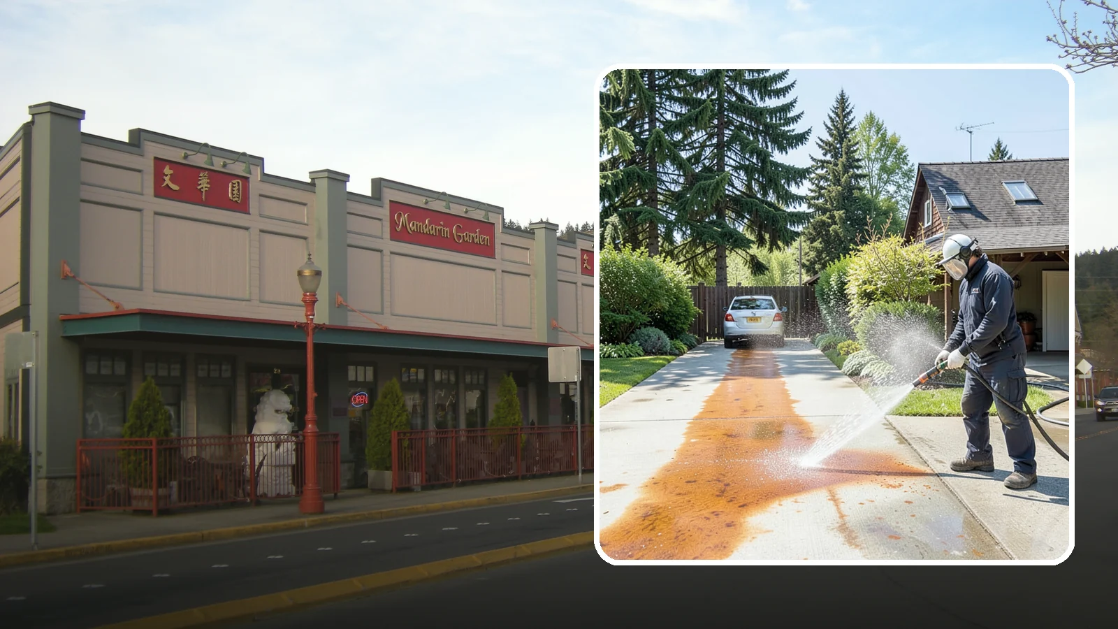 Driveway Rust Stain Removal in Issaquah, King County, WA - Specialized rust stain removal that clears orange staining from irrigation, fertilizer, and metal on driveways.