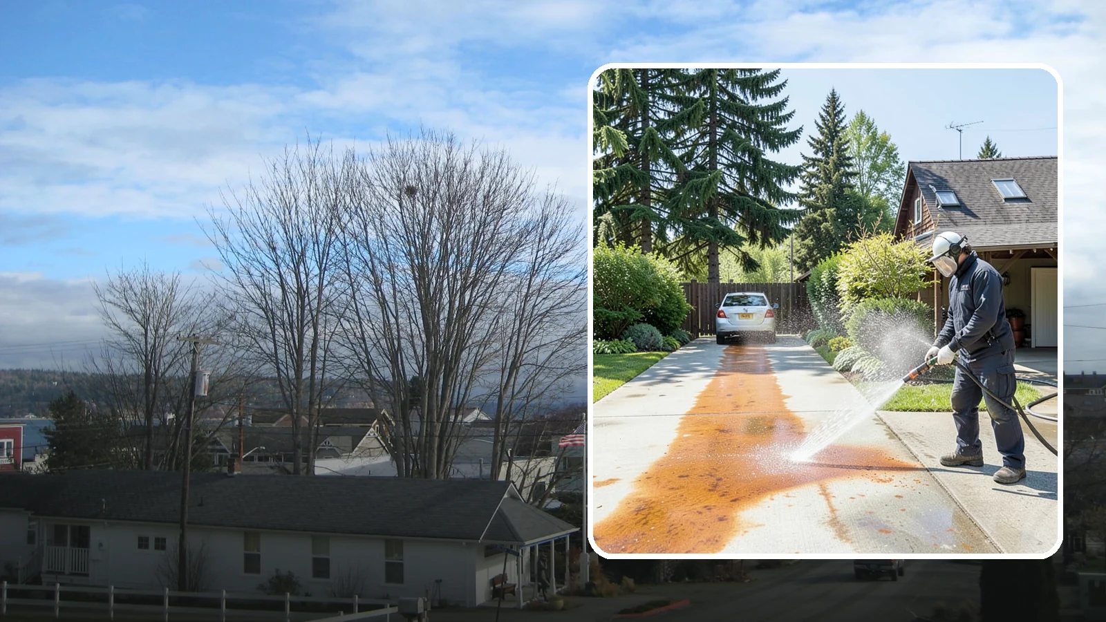 Driveway Rust Stain Removal in Langley, Island County, WA - Specialized rust stain removal that clears orange staining from irrigation, fertilizer, and metal on driveways.
