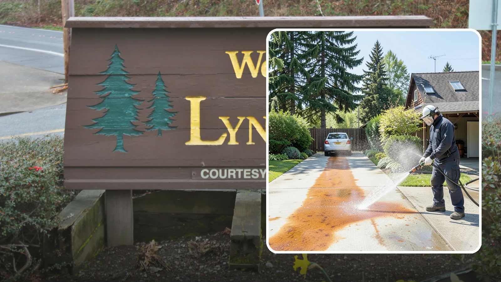 Driveway Rust Stain Removal in Lynnwood, Snohomish County, WA - Specialized rust stain removal that clears orange staining from irrigation, fertilizer, and metal on driveways.