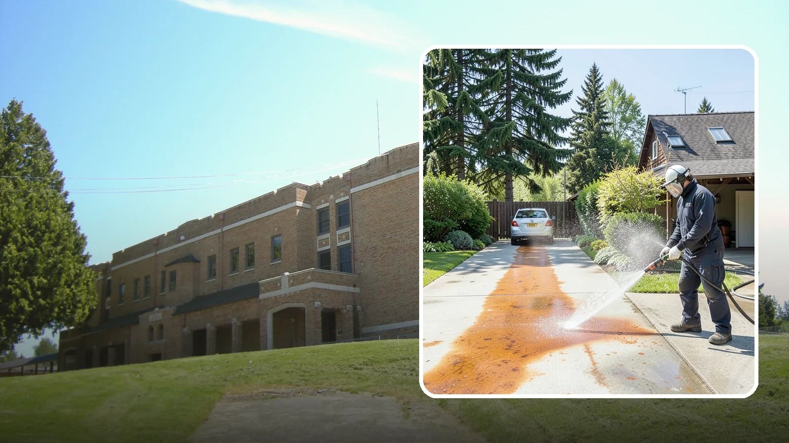 Driveway Rust Stain Removal in Maple Valley, King County, WA - Specialized rust stain removal that clears orange staining from irrigation, fertilizer, and metal on driveways.