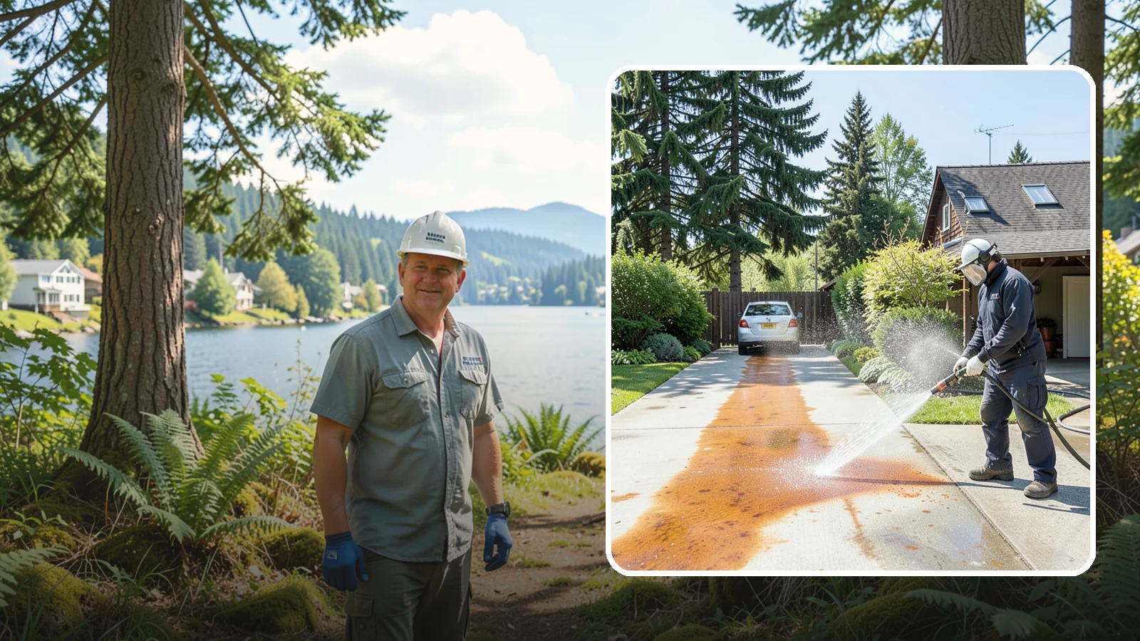 Driveway Rust Stain Removal in Milton, King County, WA - Specialized rust stain removal that clears orange staining from irrigation, fertilizer, and metal on driveways.