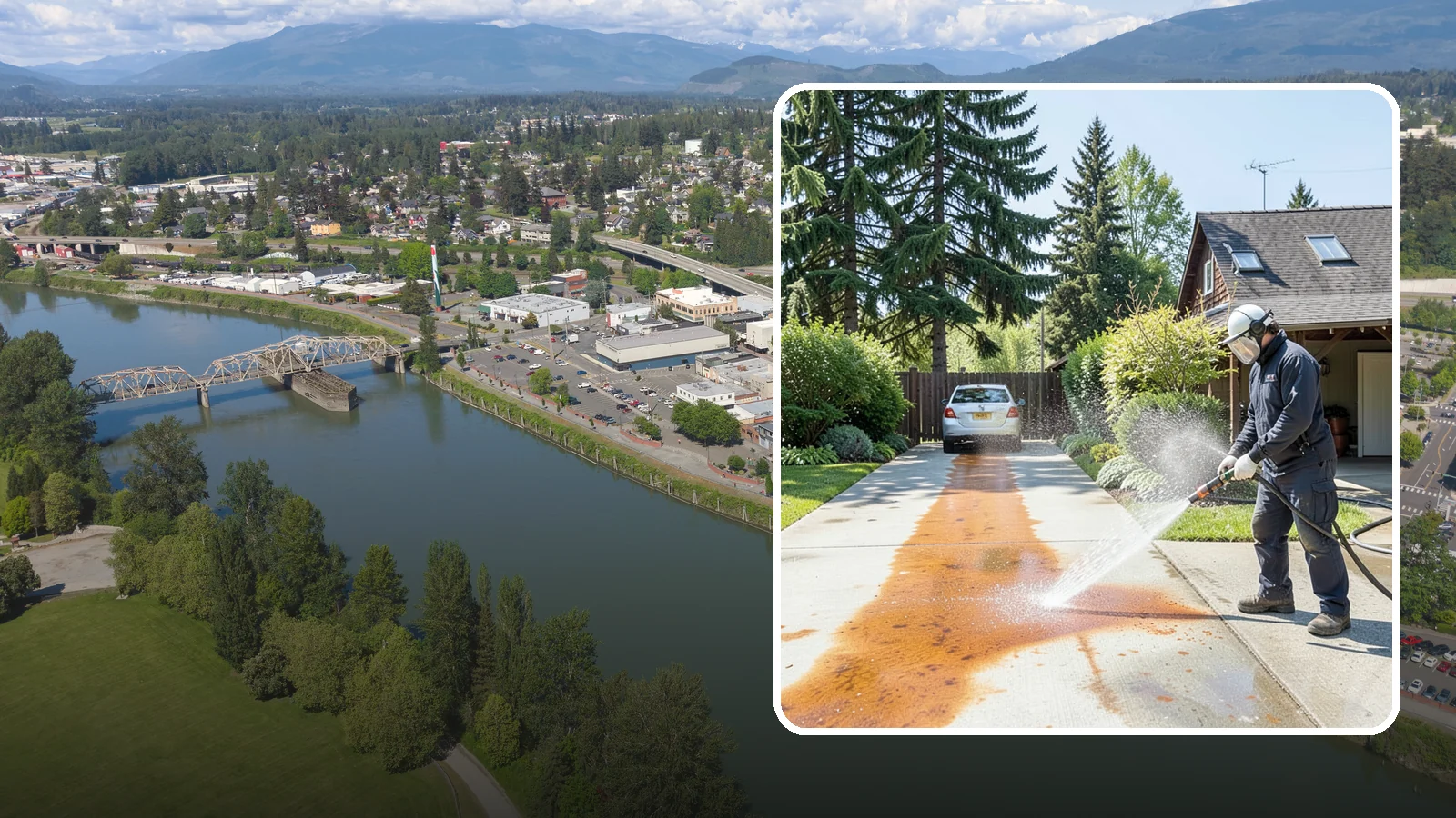 Driveway Rust Stain Removal in Mount Vernon, Skagit County, WA - Specialized rust stain removal that clears orange staining from irrigation, fertilizer, and metal on driveways.