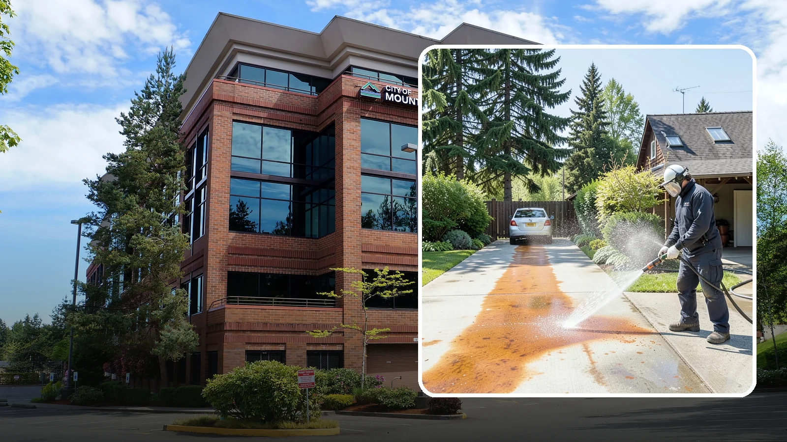 Driveway Rust Stain Removal in Mountlake Terrace, Snohomish County, WA - Specialized rust stain removal that clears orange staining from irrigation, fertilizer, and metal on driveways.