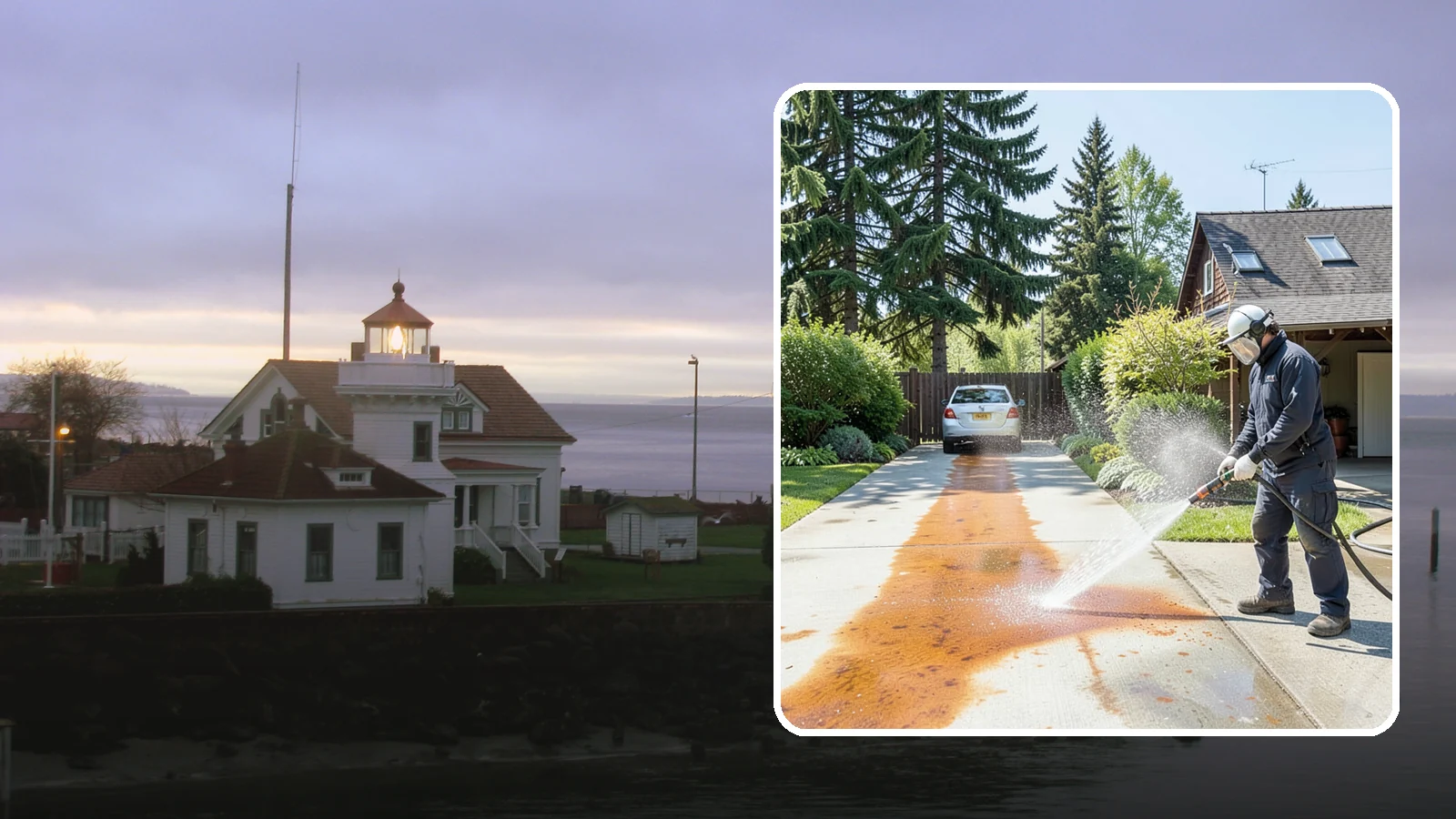 Driveway Rust Stain Removal in Mukilteo, Snohomish County, WA - Specialized rust stain removal that clears orange staining from irrigation, fertilizer, and metal on driveways.
