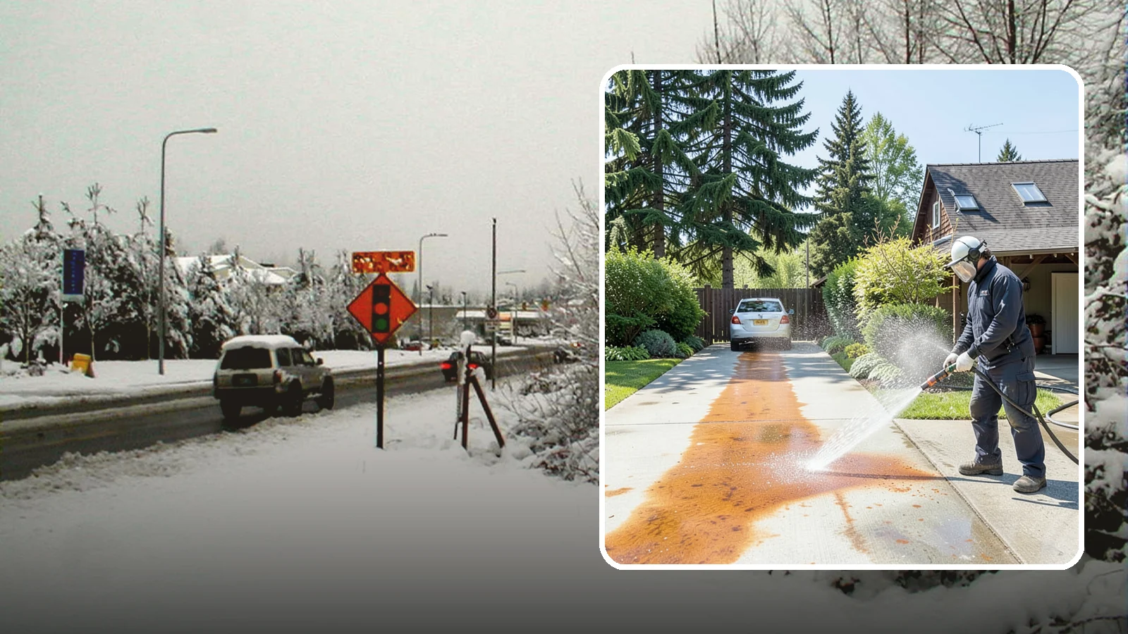 Driveway Rust Stain Removal in Newcastle, King County, WA - Specialized rust stain removal that clears orange staining from irrigation, fertilizer, and metal on driveways.