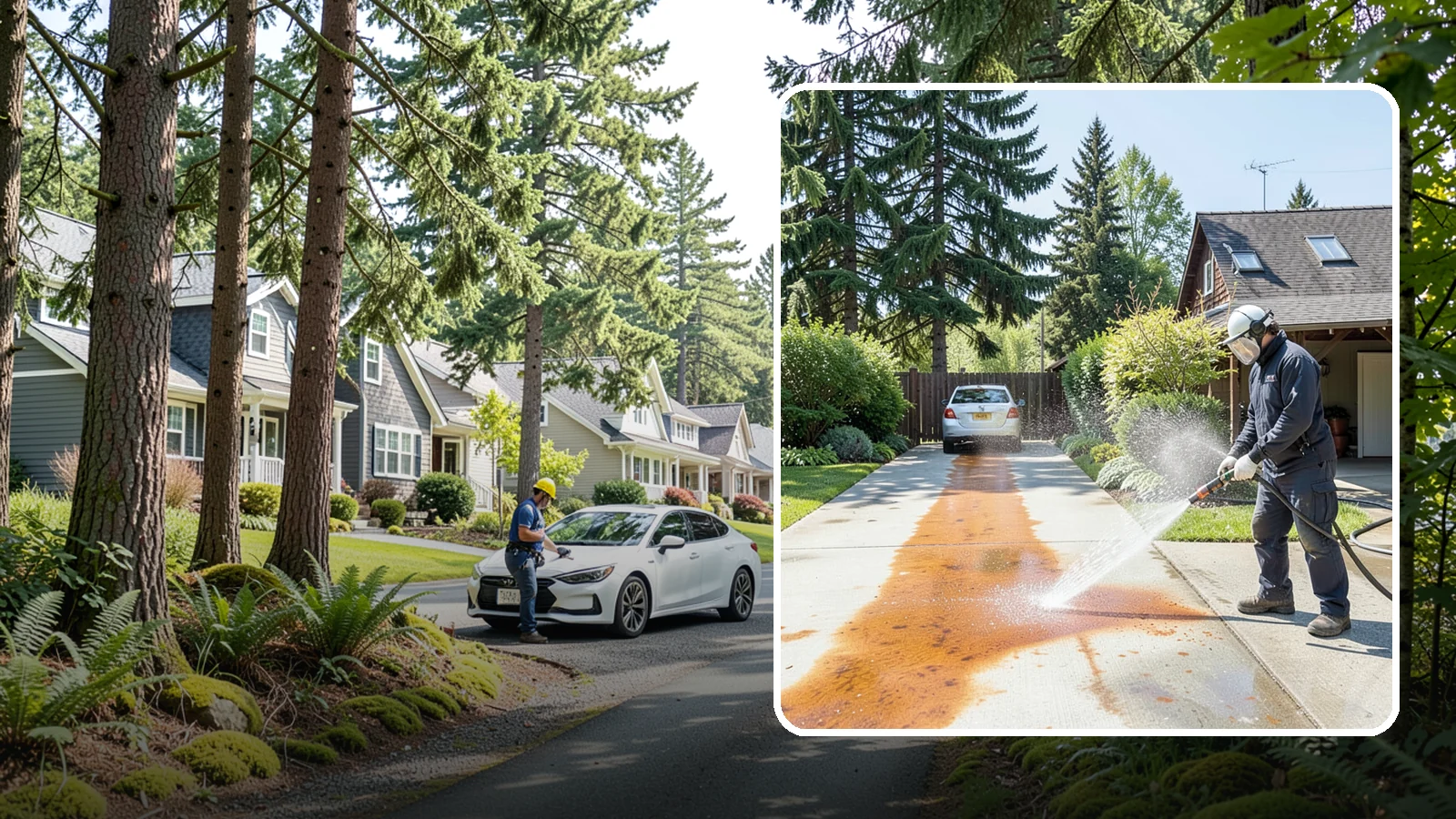 Driveway Rust Stain Removal in Normandy Park, King County, WA - Specialized rust stain removal that clears orange staining from irrigation, fertilizer, and metal on driveways.