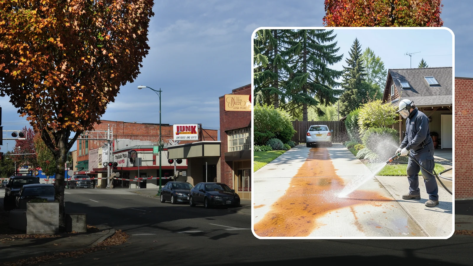 Driveway Rust Stain Removal in Puyallup, Pierce County, WA - Specialized rust stain removal that clears orange staining from irrigation, fertilizer, and metal on driveways.