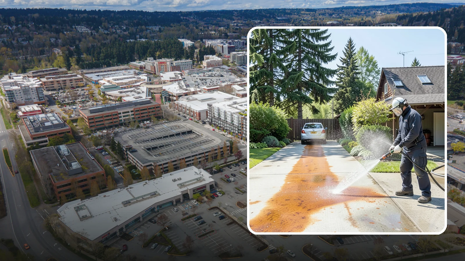 Driveway Rust Stain Removal in Redmond, King County, WA - Specialized rust stain removal that clears orange staining from irrigation, fertilizer, and metal on driveways.