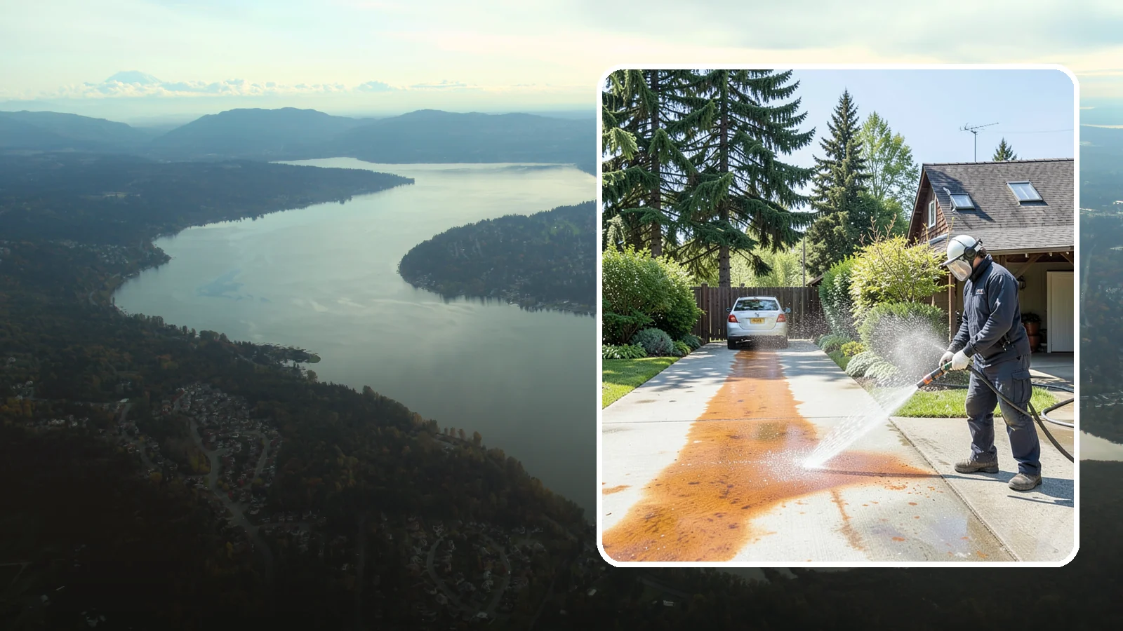 Driveway Rust Stain Removal in Sammamish, King County, WA - Specialized rust stain removal that clears orange staining from irrigation, fertilizer, and metal on driveways.