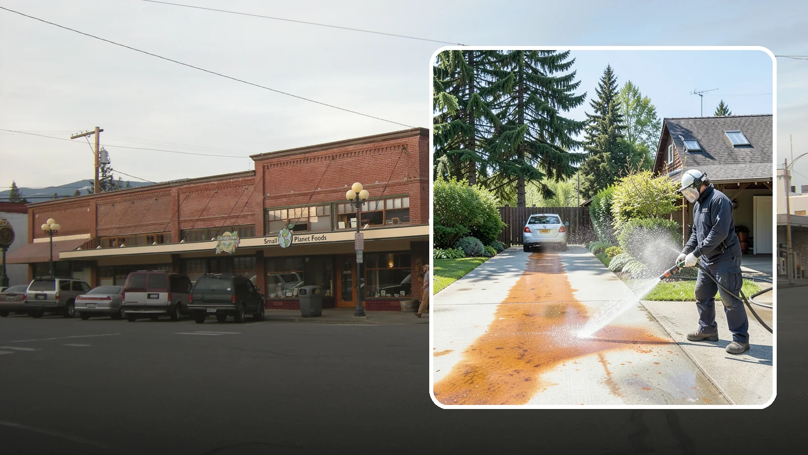 Driveway Rust Stain Removal in Sedro-Woolley, Skagit County, WA - Specialized rust stain removal that clears orange staining from irrigation, fertilizer, and metal on driveways.