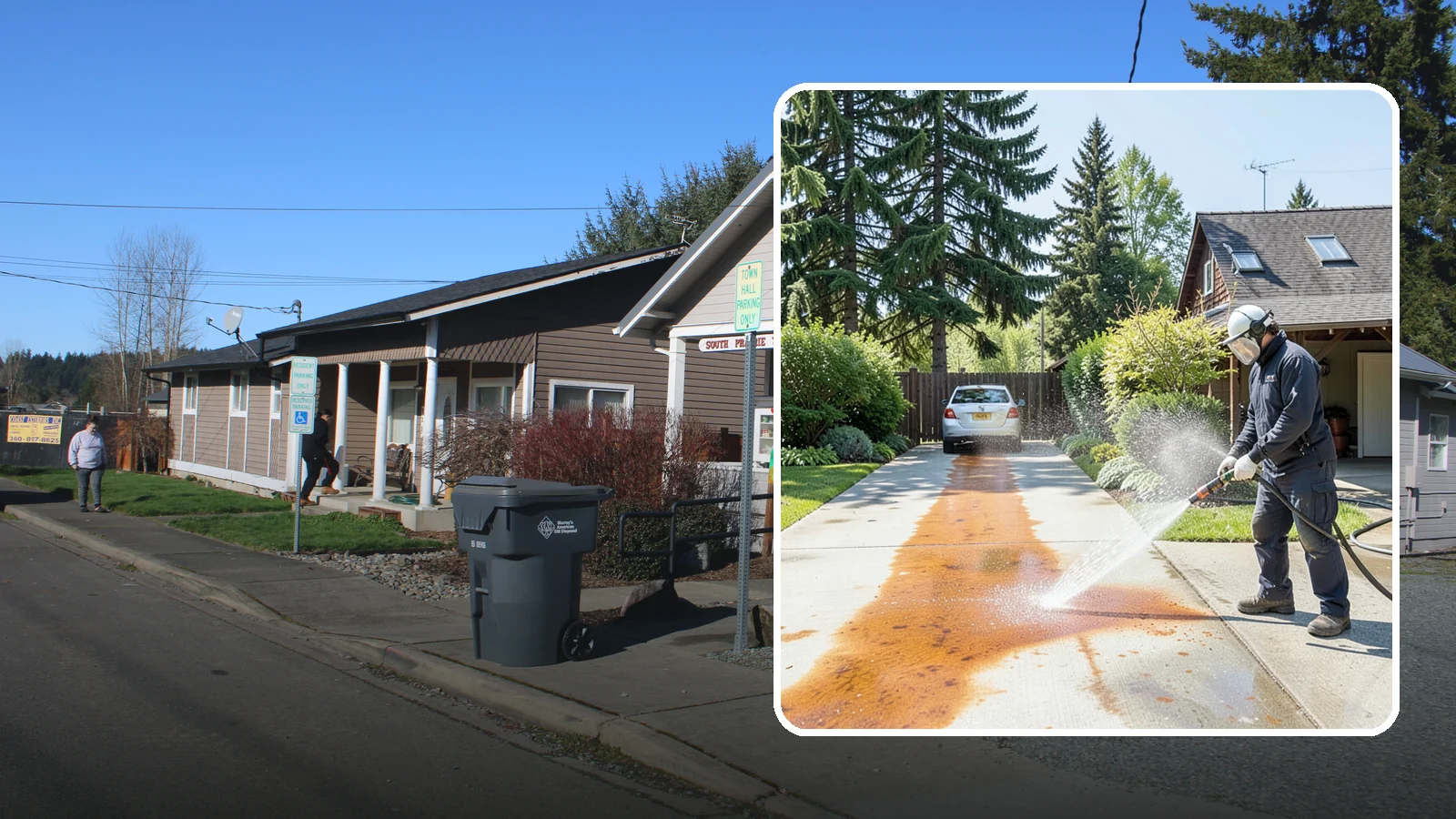 Driveway Rust Stain Removal in South Prairie, Pierce County, WA - Specialized rust stain removal that clears orange staining from irrigation, fertilizer, and metal on driveways.