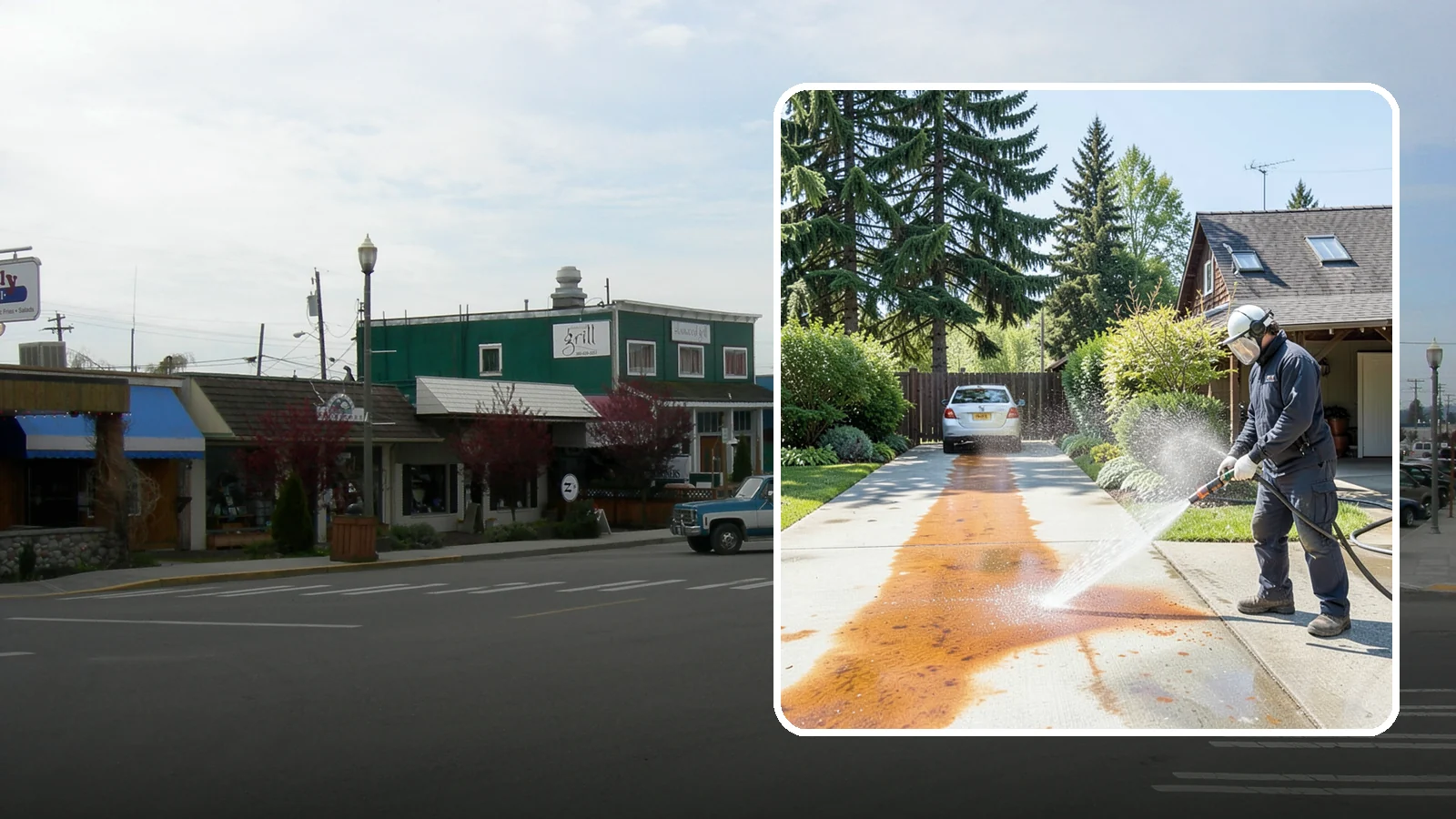 Driveway Rust Stain Removal in Stanwood, Snohomish County, WA - Specialized rust stain removal that clears orange staining from irrigation, fertilizer, and metal on driveways.
