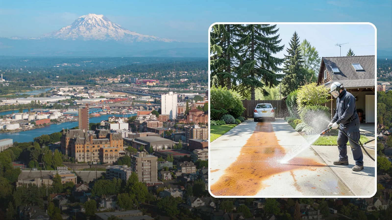 Driveway Rust Stain Removal in Tacoma, Pierce County, WA - Specialized rust stain removal that clears orange staining from irrigation, fertilizer, and metal on driveways.