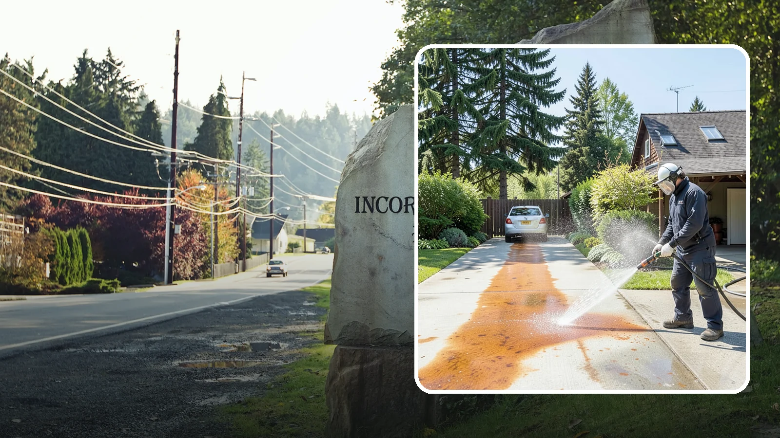 Driveway Rust Stain Removal in Wilkeson, Pierce County, WA - Specialized rust stain removal that clears orange staining from irrigation, fertilizer, and metal on driveways.