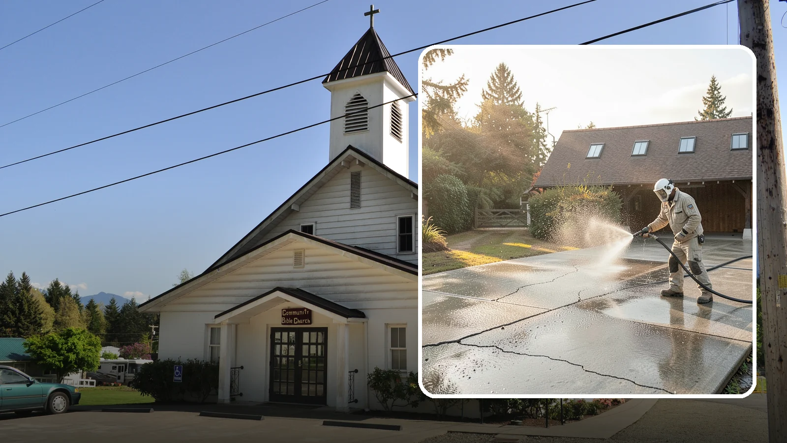 Driveway Sealing Preparation in Concrete, Skagit County, WA - Thorough cleaning and prep that gets a driveway ready for a durable, long-lasting sealant application.