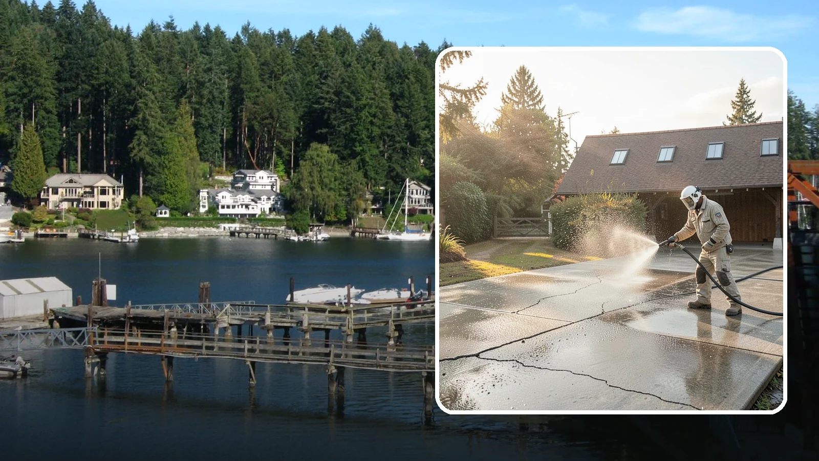 Driveway Sealing Preparation in Gig Harbor, Pierce County, WA - Thorough cleaning and prep that gets a driveway ready for a durable, long-lasting sealant application.
