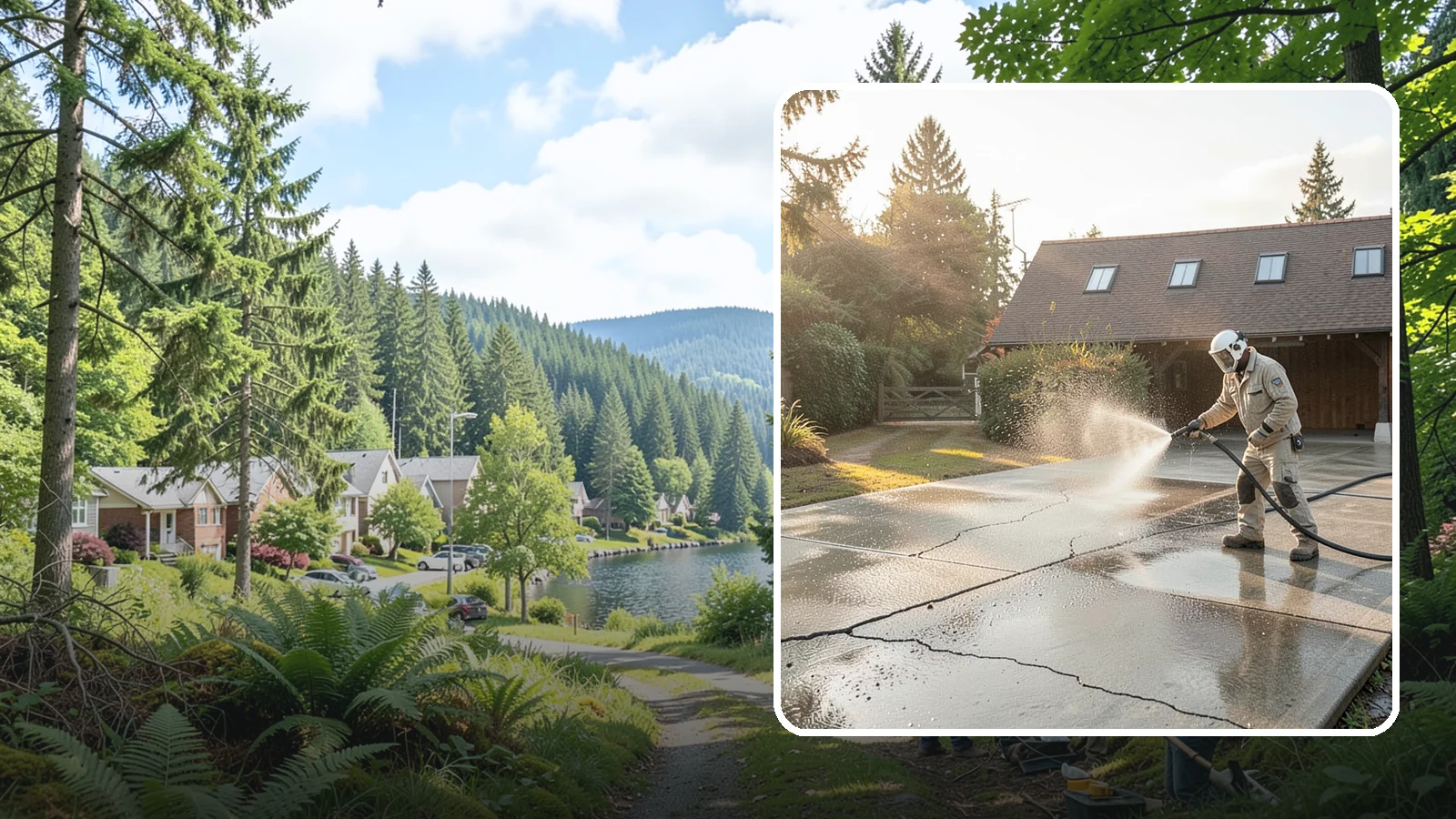 Driveway Sealing Preparation in Lake Forest Park, King County, WA - Thorough cleaning and prep that gets a driveway ready for a durable, long-lasting sealant application.