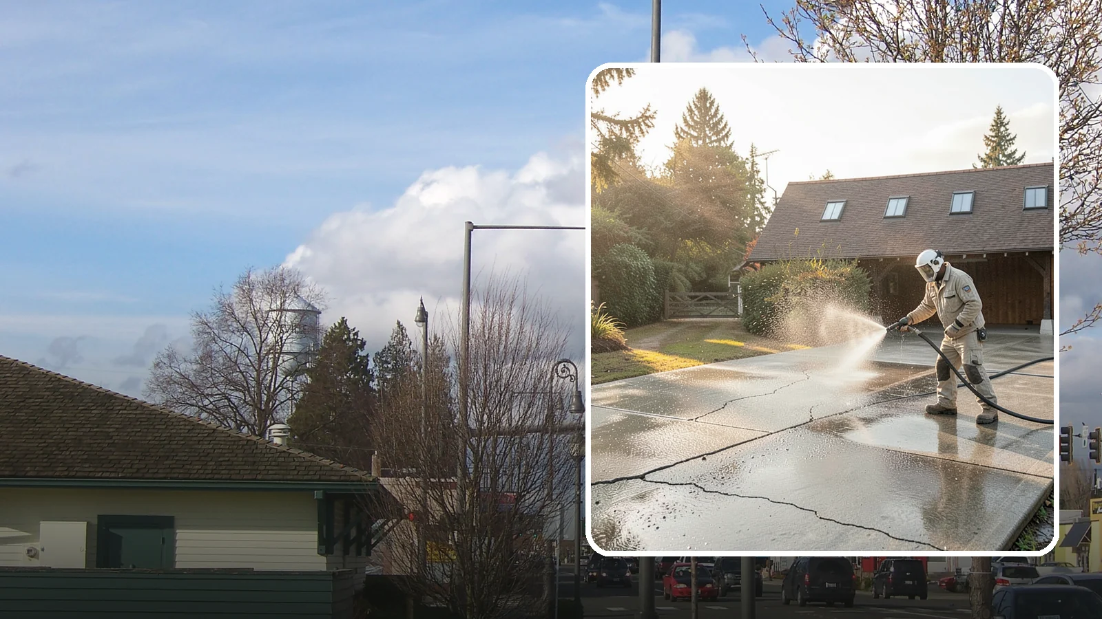 Driveway Sealing Preparation in Marysville, Snohomish County, WA - Thorough cleaning and prep that gets a driveway ready for a durable, long-lasting sealant application.