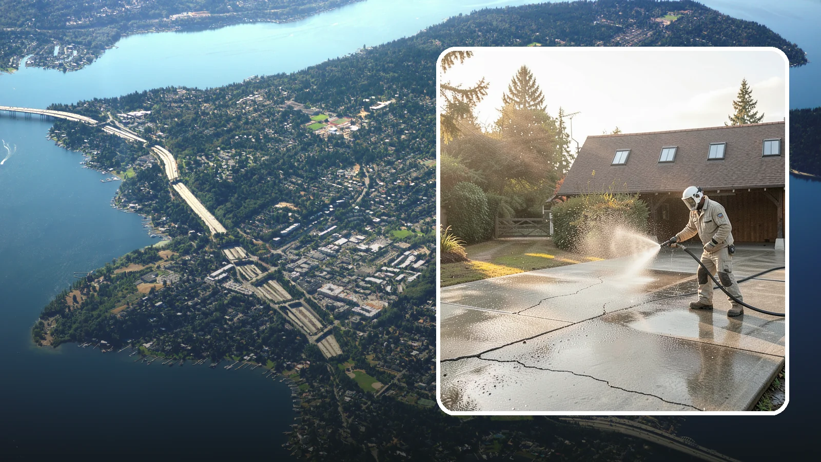 Driveway Sealing Preparation in Mercer Island, King County, WA - Thorough cleaning and prep that gets a driveway ready for a durable, long-lasting sealant application.
