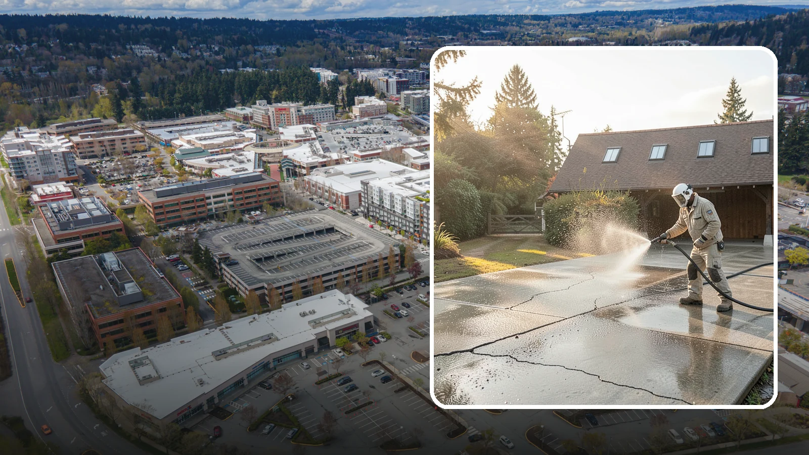 Driveway Sealing Preparation in Redmond, King County, WA - Thorough cleaning and prep that gets a driveway ready for a durable, long-lasting sealant application.