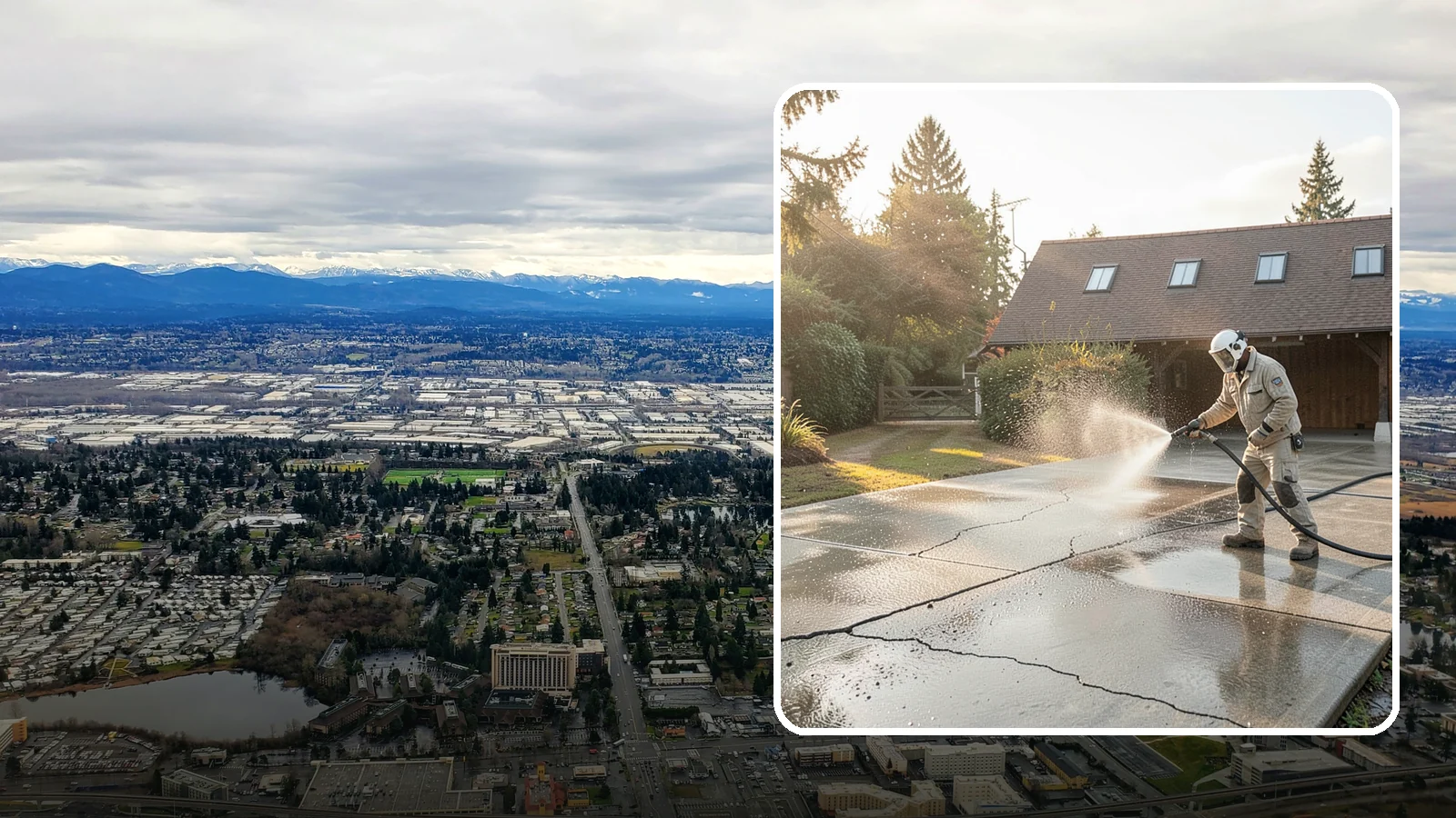 Driveway Sealing Preparation in SeaTac, King County, WA - Thorough cleaning and prep that gets a driveway ready for a durable, long-lasting sealant application.