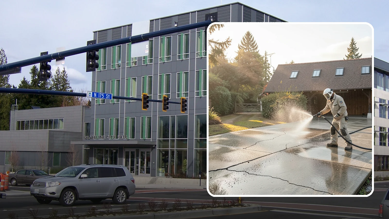 Driveway Sealing Preparation in Shoreline, King County, WA - Thorough cleaning and prep that gets a driveway ready for a durable, long-lasting sealant application.