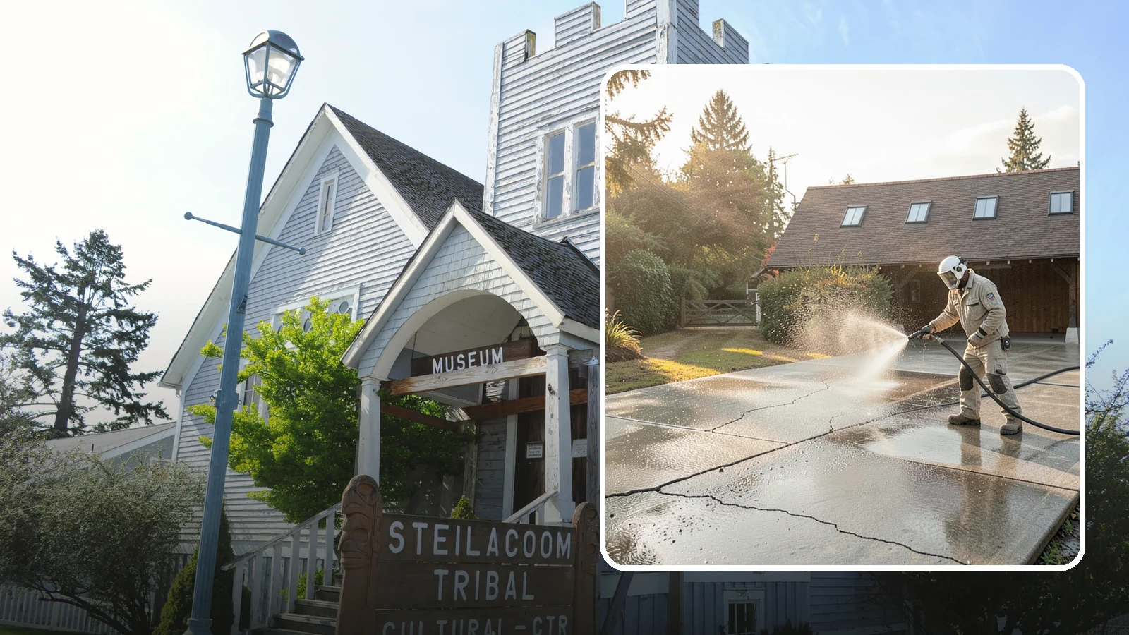 Driveway Sealing Preparation in Steilacoom, Pierce County, WA - Thorough cleaning and prep that gets a driveway ready for a durable, long-lasting sealant application.