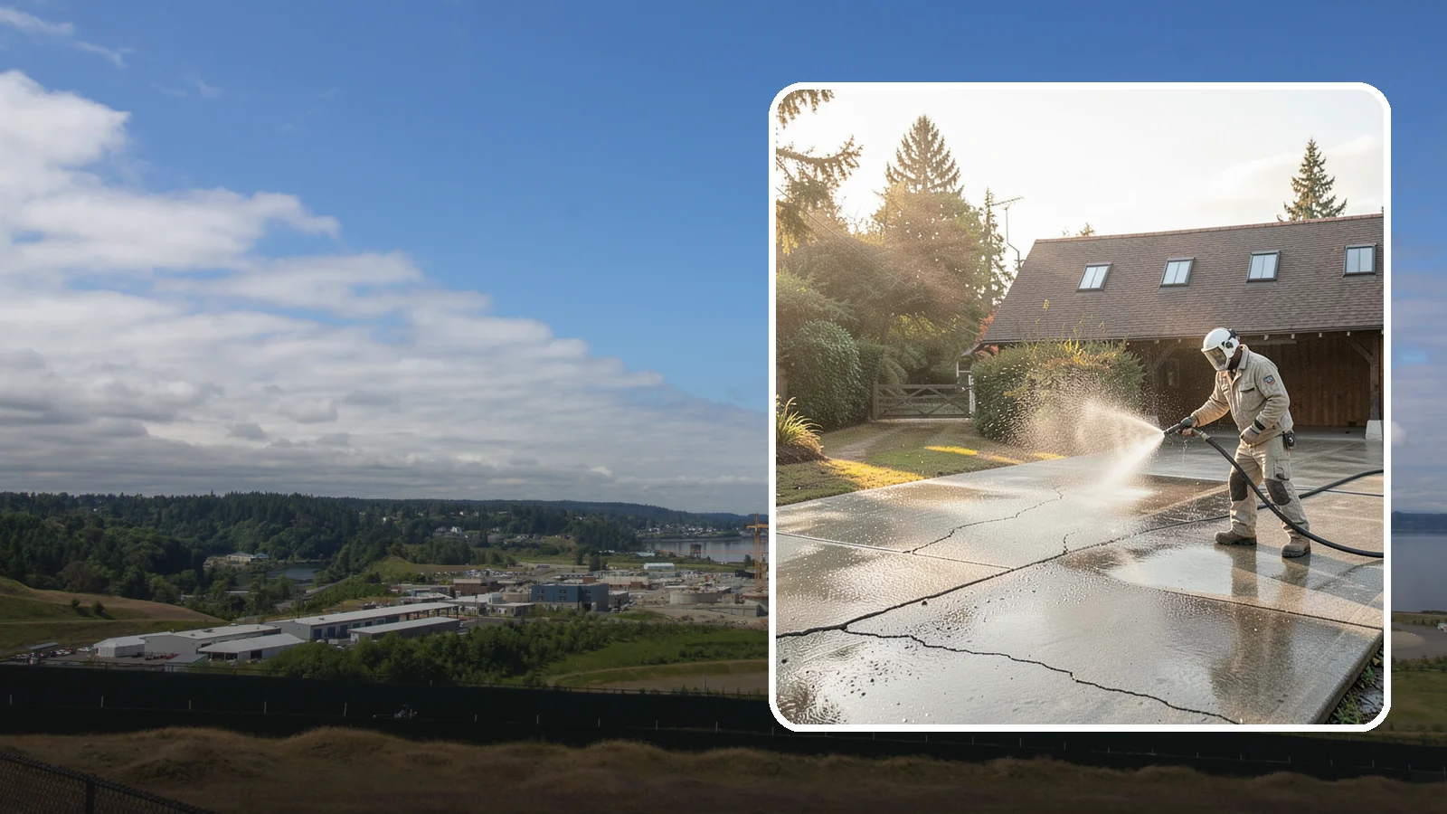 Driveway Sealing Preparation in University Place, Pierce County, WA - Thorough cleaning and prep that gets a driveway ready for a durable, long-lasting sealant application.