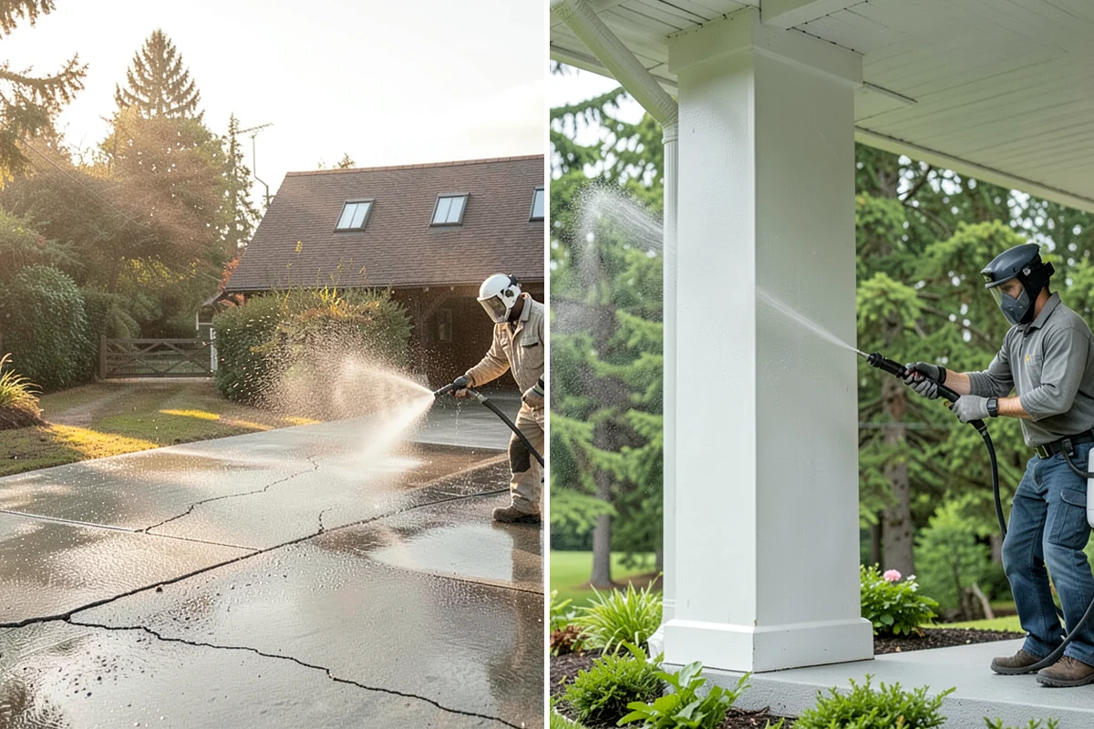 Driveway Sealing in Fircrest, Pierce County, WA - Wash the driveway and treat any oil, rust, or organic staining