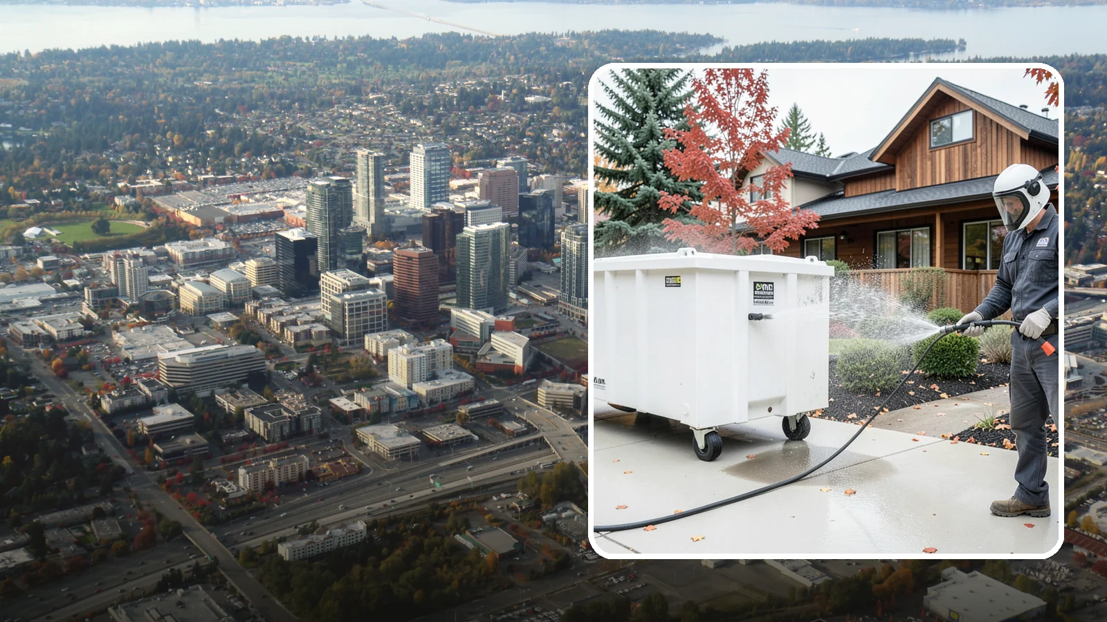 Dumpster Cleaning in Bellevue, King County, WA - We wash and sanitize dumpsters and large trash bins in Washington to eliminate odor and pest-attracting residue.