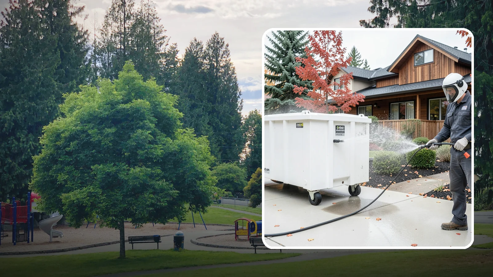 Dumpster Cleaning in Bonney Lake, Pierce County, WA - We wash and sanitize dumpsters and large trash bins in Washington to eliminate odor and pest-attracting residue.