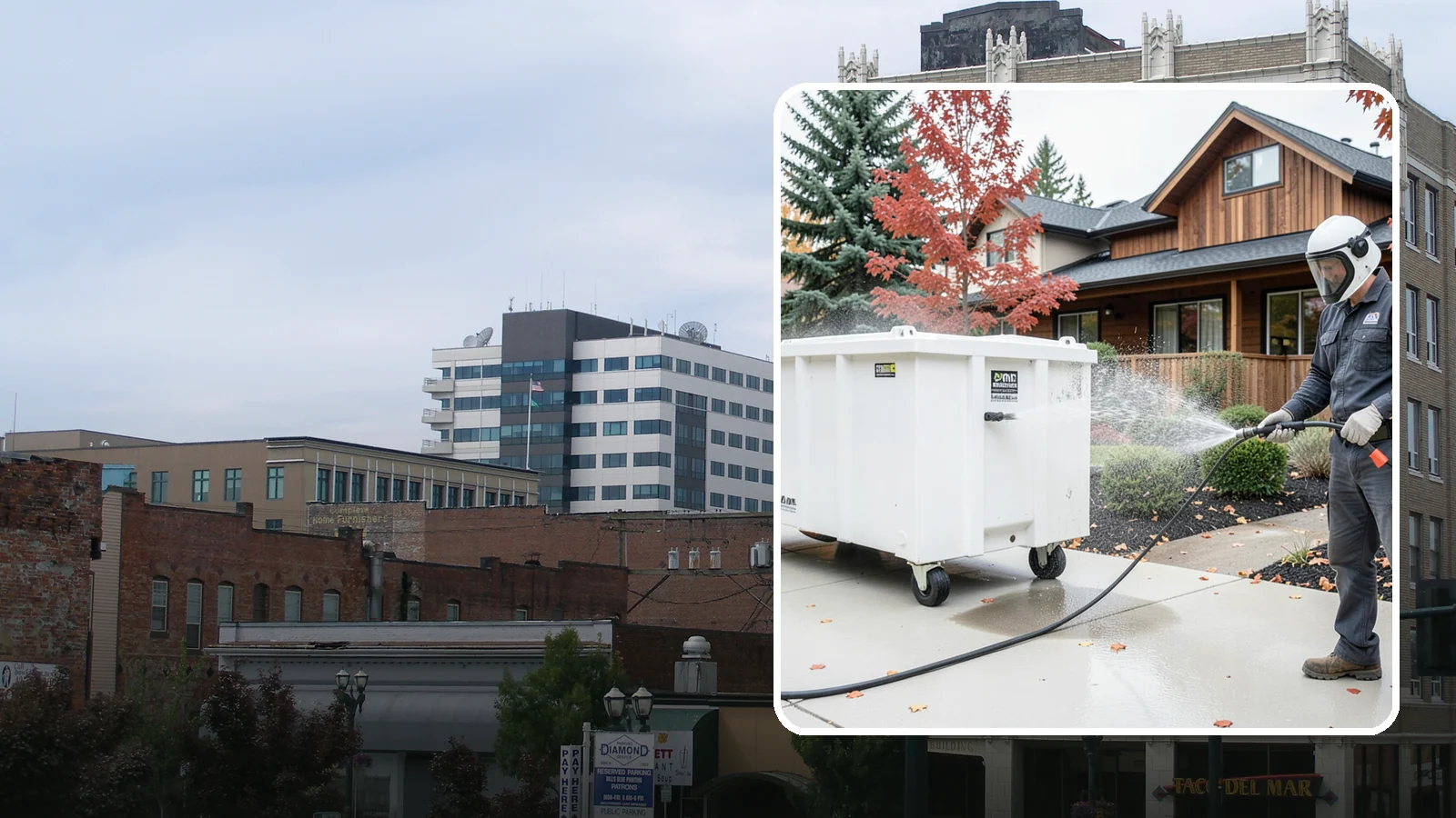 Dumpster Cleaning in Everett, Snohomish County, WA - We wash and sanitize dumpsters and large trash bins in Washington to eliminate odor and pest-attracting residue.