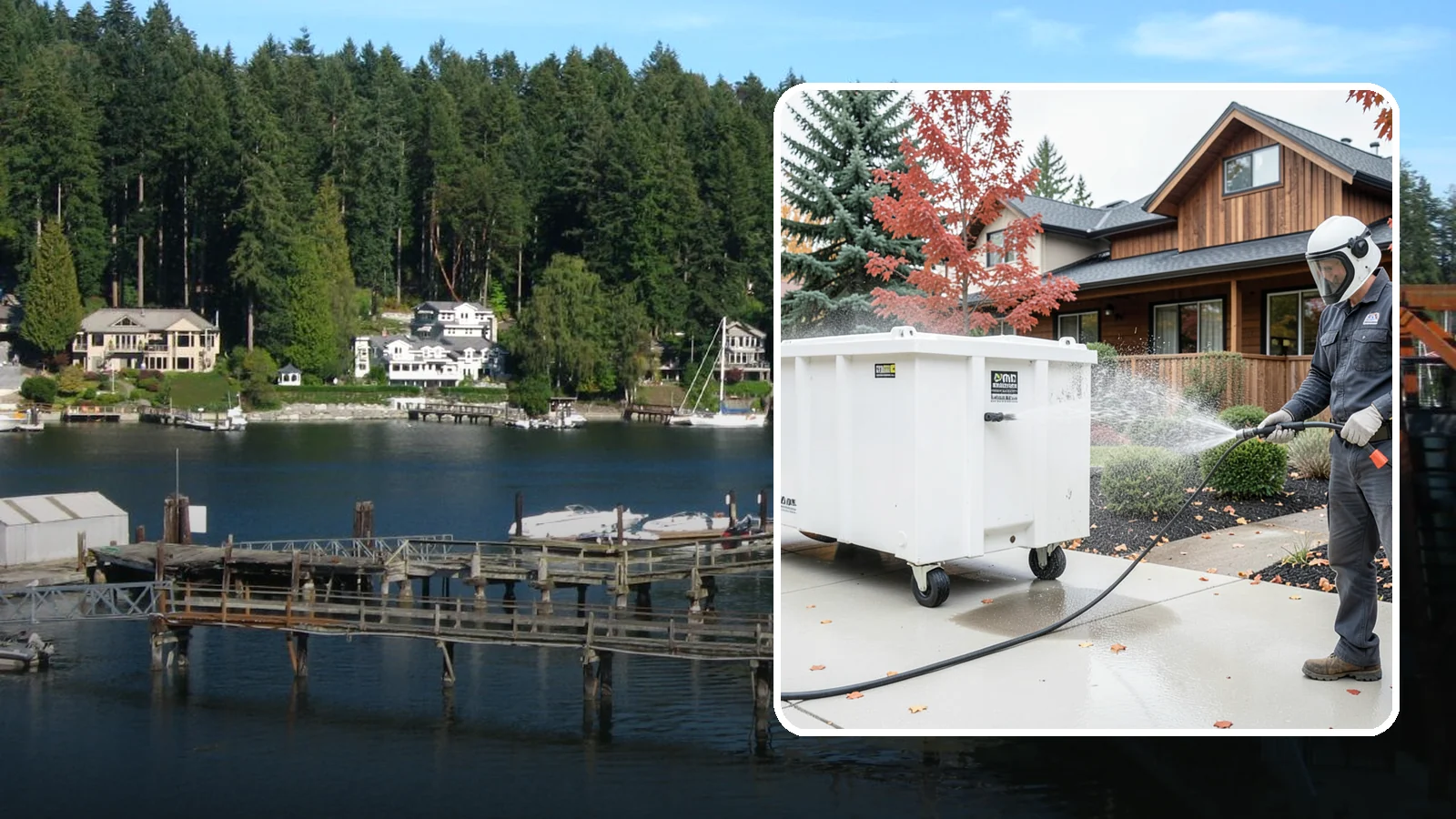 Dumpster Cleaning in Gig Harbor, Pierce County, WA - We wash and sanitize dumpsters and large trash bins in Washington to eliminate odor and pest-attracting residue.