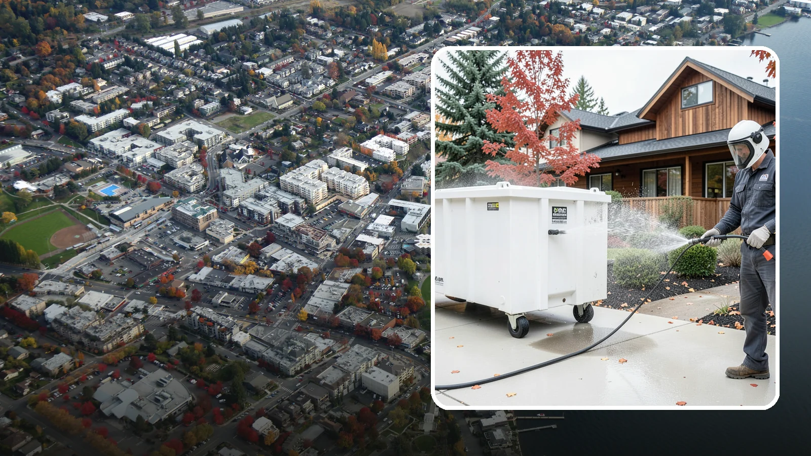 Dumpster Cleaning in Kirkland, King County, WA - We wash and sanitize dumpsters and large trash bins in Washington to eliminate odor and pest-attracting residue.
