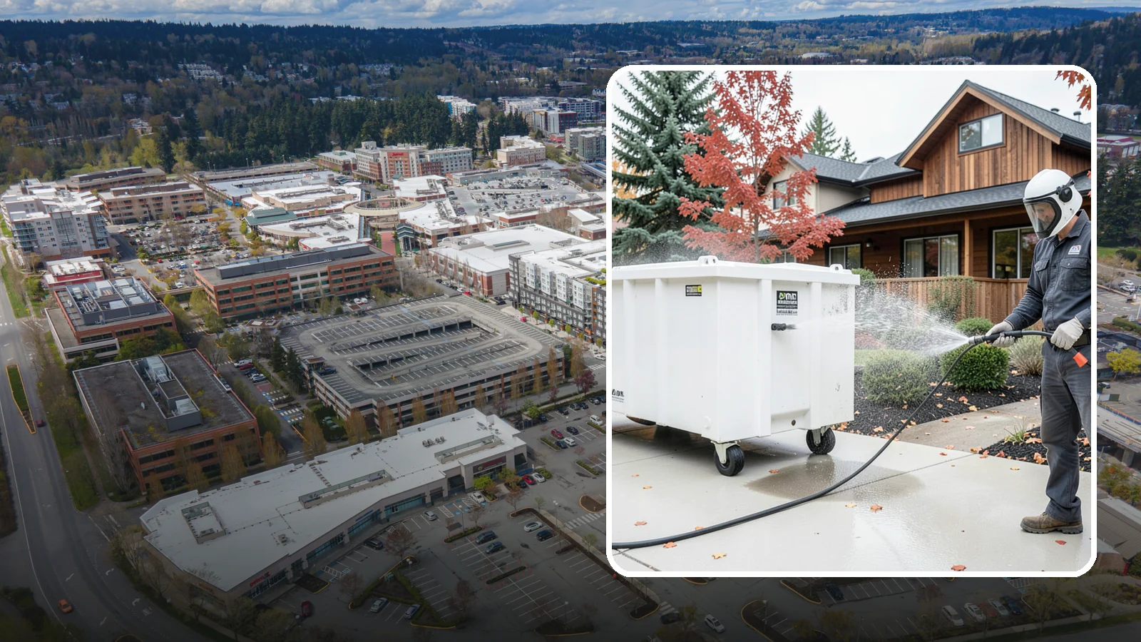 Dumpster Cleaning in Redmond, King County, WA - We wash and sanitize dumpsters and large trash bins in Washington to eliminate odor and pest-attracting residue.