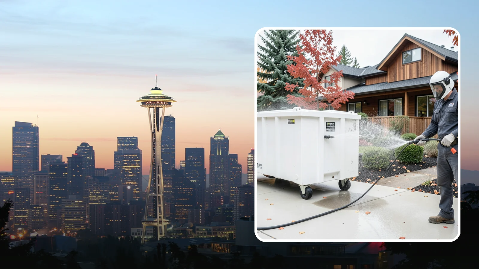 Dumpster Cleaning in Seattle, King County, WA - We wash and sanitize dumpsters and large trash bins in Washington to eliminate odor and pest-attracting residue.