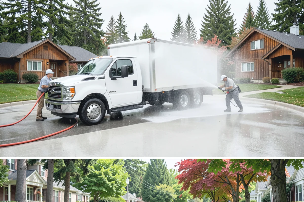 Dumpster Pad Cleaning in Beaux Arts Village, King County, WA - Dumpster pads should be cleaned monthly year-round, since Washington's damp air keeps waste residue from drying and worsens odor.