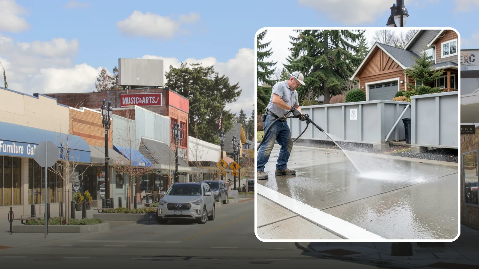 Dumpster Pad Cleaning in Bothell, King County, WA - We scrub and sanitize dumpster pads at Washington businesses to eliminate odor, grime, and pest-attracting residue.