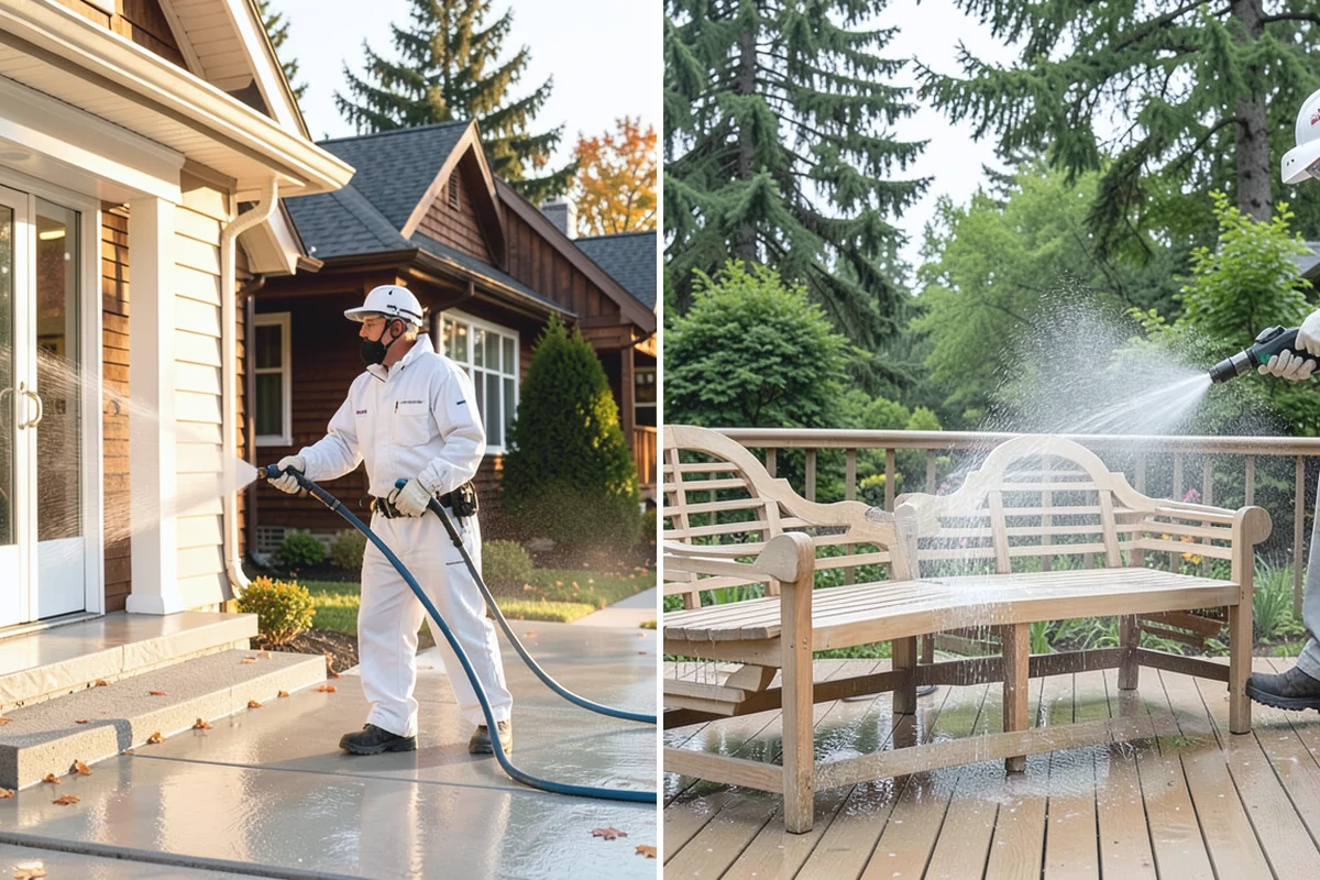 Dumpster Pad Cleaning in Darrington, Snohomish County, WA - Clear loose debris from the pad and enclosure