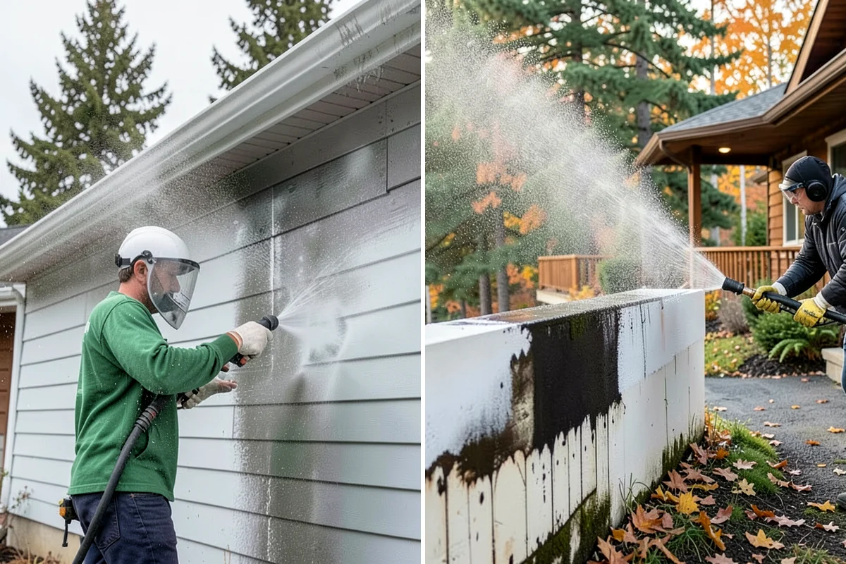 Dumpster Pad Cleaning in Enumclaw, King County, WA - Clear loose debris from the pad and enclosure