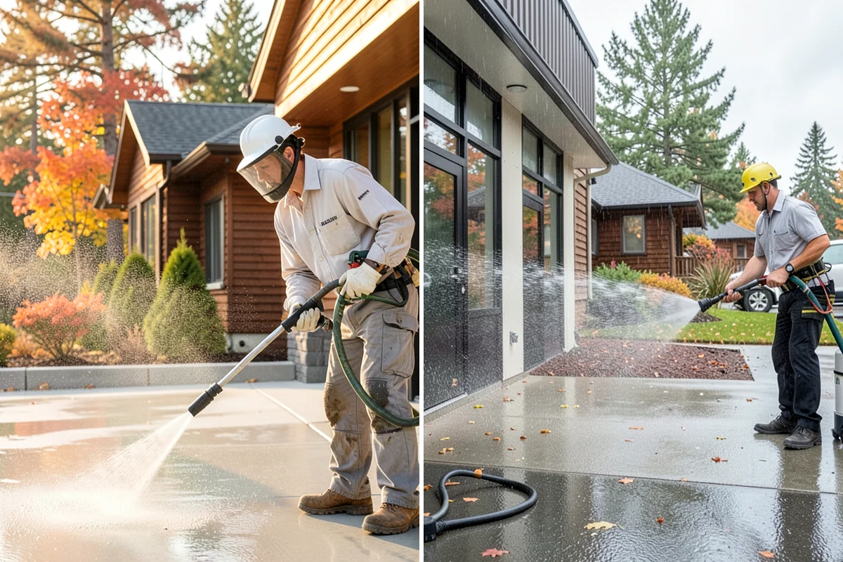 Dumpster Pad Cleaning in Federal Way, King County, WA - Clear loose debris from the pad and enclosure