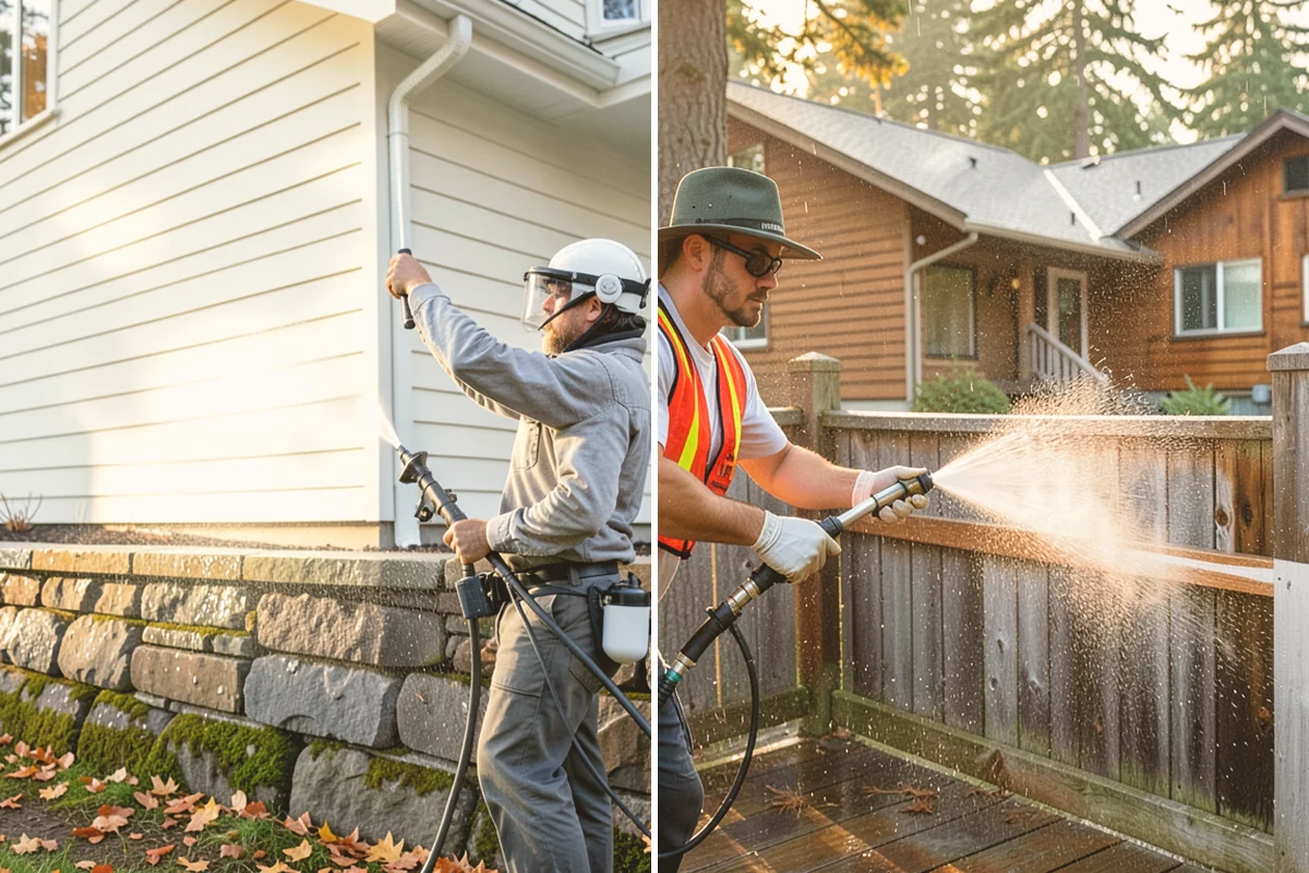 Dumpster Pad Cleaning in Fife, Pierce County, WA - Clear loose debris from the pad and enclosure