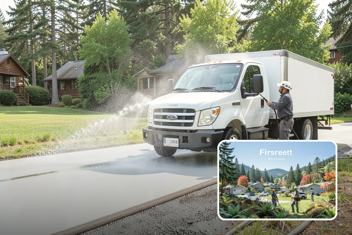 Dumpster Pad Cleaning in Fircrest, Pierce County, WA - Eliminates foul odors from decaying waste