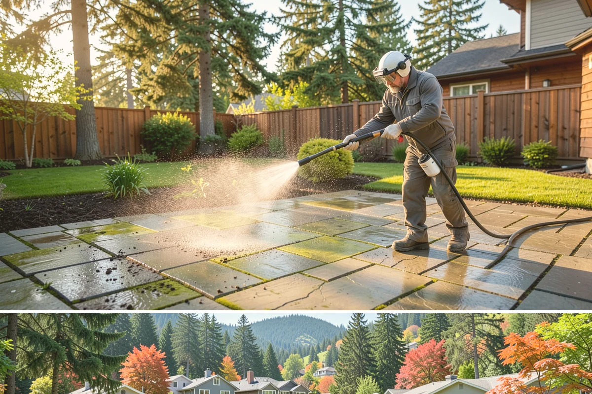 Dumpster Pad Cleaning in Fircrest, Pierce County, WA - Dumpster pads should be cleaned monthly year-round, since Washington's damp air keeps waste residue from drying and worsens odor.