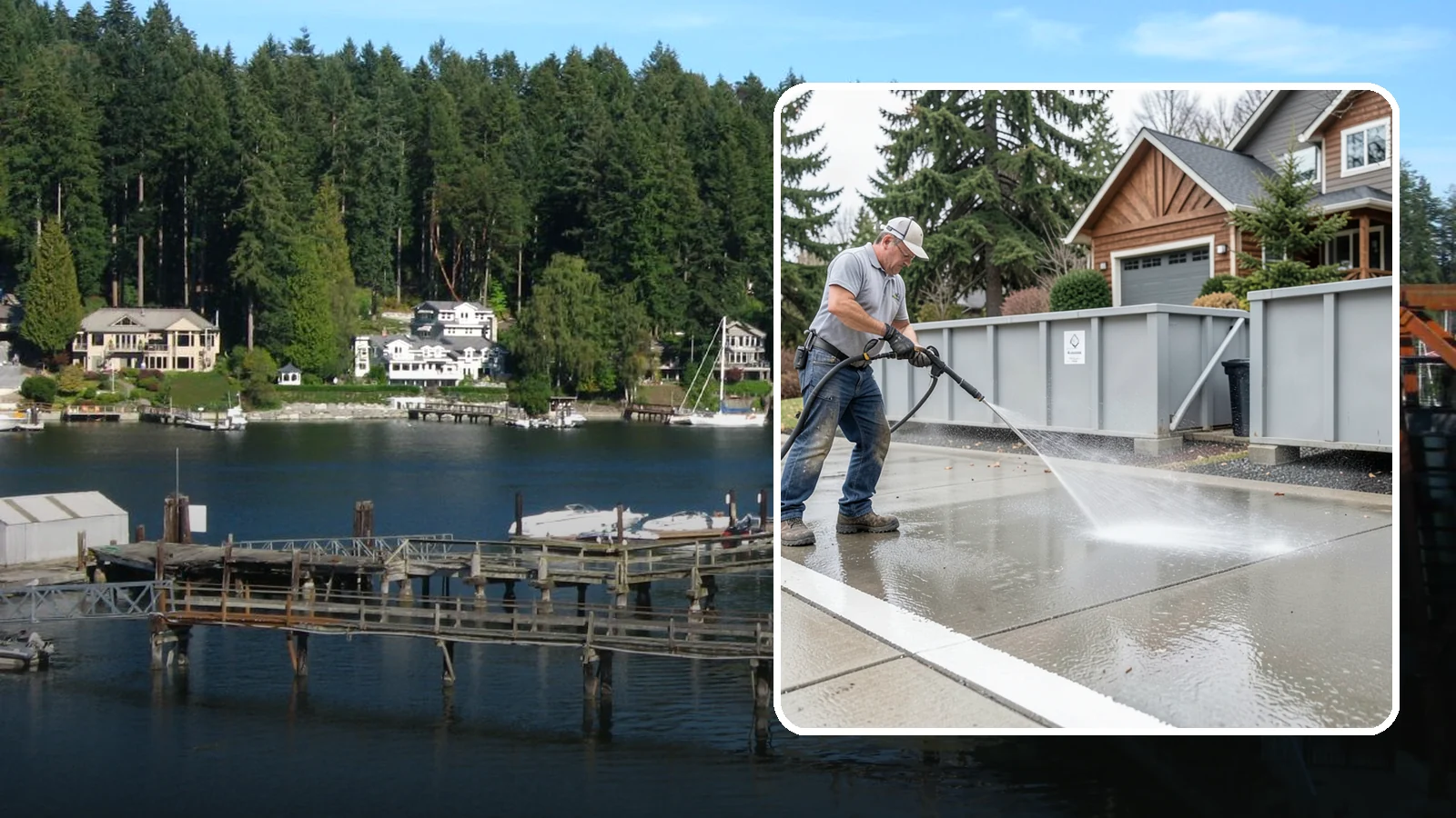 Dumpster Pad Cleaning in Gig Harbor, Pierce County, WA - We scrub and sanitize dumpster pads at Washington businesses to eliminate odor, grime, and pest-attracting residue.