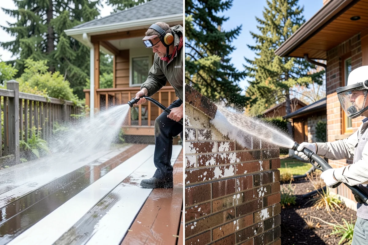 Dumpster Pad Cleaning in Gig Harbor, Pierce County, WA - Clear loose debris from the pad and enclosure