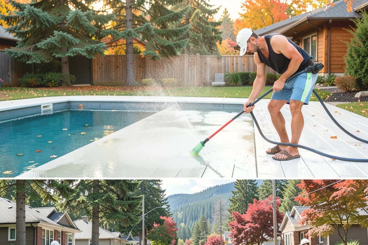 Dumpster Pad Cleaning in Hunts Point, King County, WA - Dumpster pads should be cleaned monthly year-round, since Washington's damp air keeps waste residue from drying and worsens odor.