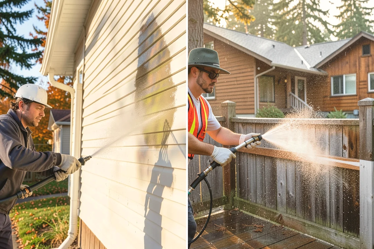 Dumpster Pad Cleaning in La Conner, Skagit County, WA - Clear loose debris from the pad and enclosure
